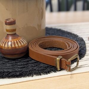 Cognac Belt With Bronze Color Hardware (Double Wrap Around) - Genuine Leather